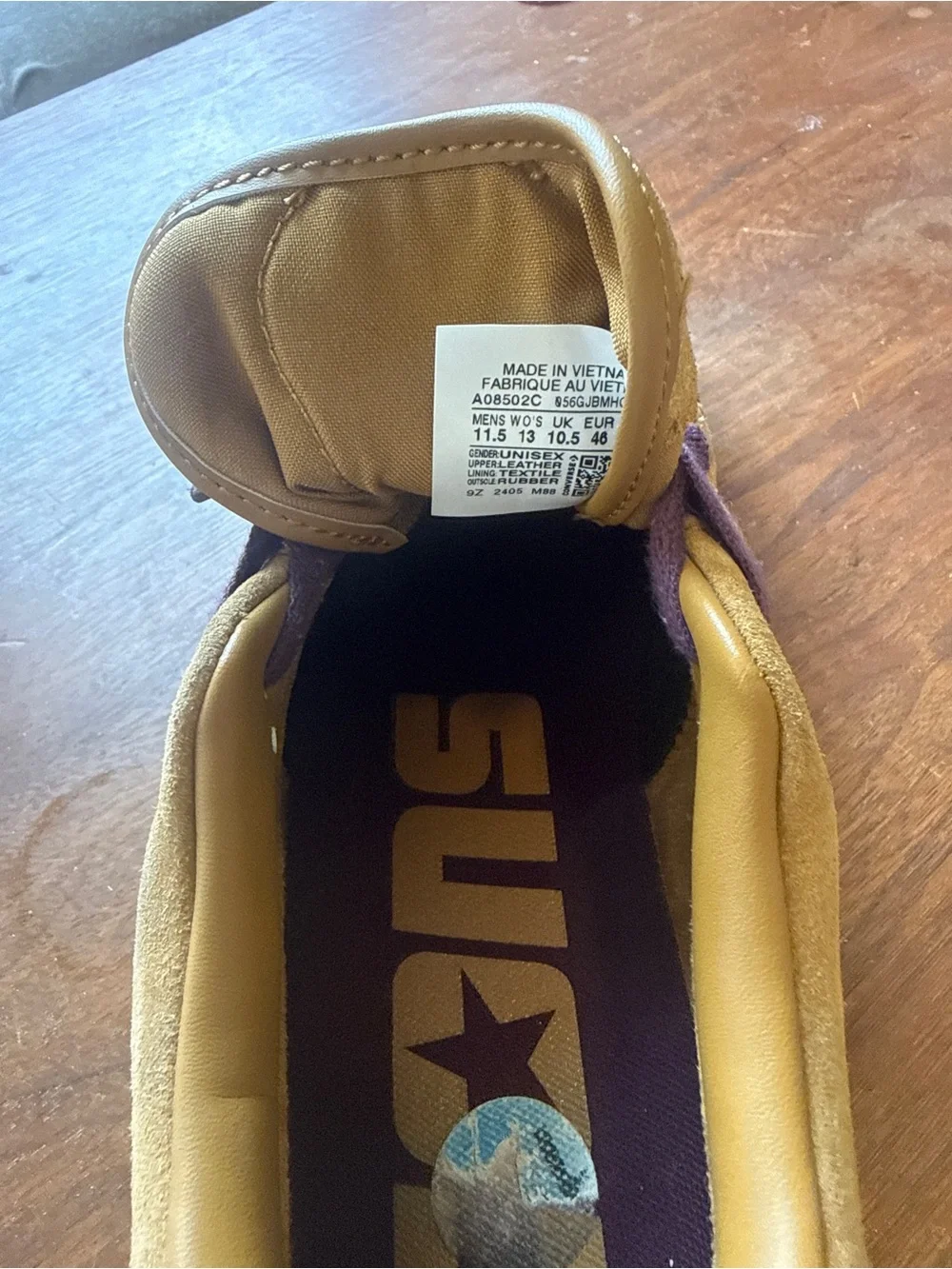 Converse Men's Suede and Mesh Sneakers - Tan and Purple - Picture 9 of 9